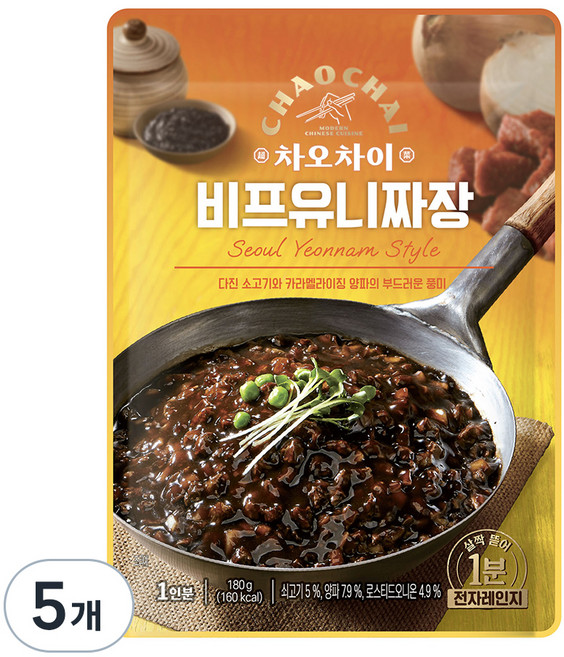 차오차이 비프 유니짜장, 180g, 5개