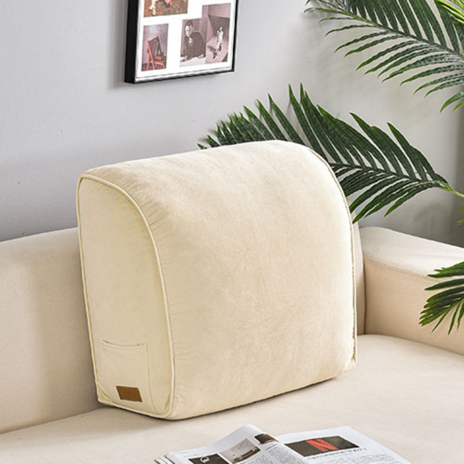 소하임 라운드 벨벳 소파 등받이 쿠션, 크림 아이보리(I)