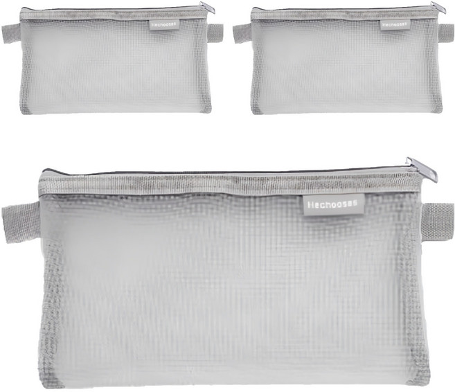 여니팩토리 메쉬 파우치형 필통, 그레이, 3개