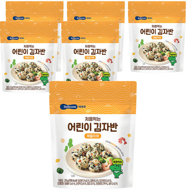 베베쿡 처음먹는 어린이 김자반, 해물야채맛, 25g, 6개
