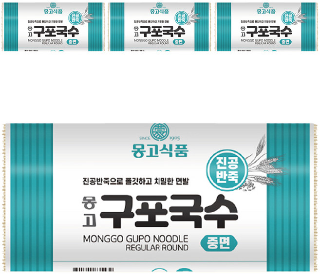 몽고식품 구포국수 진공 중면, 1.4kg, 4개