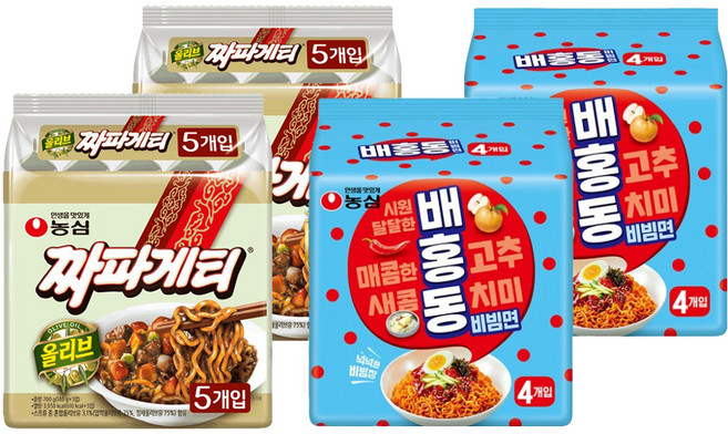 농심 배홍동 비빔면 137g 8p + 짜파게티 140g 10p, 1세트