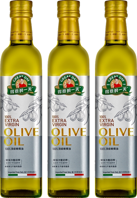 得意的一天 100%頂級初榨橄欖油, 500ml, 3瓶