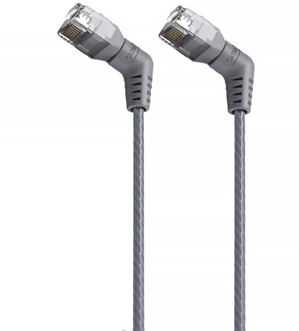VEnTIOn 威迅 IBO系列 CAT6A 超六類雙彎頭可旋轉纖細高速網路線, 灰色, 1條, 2m