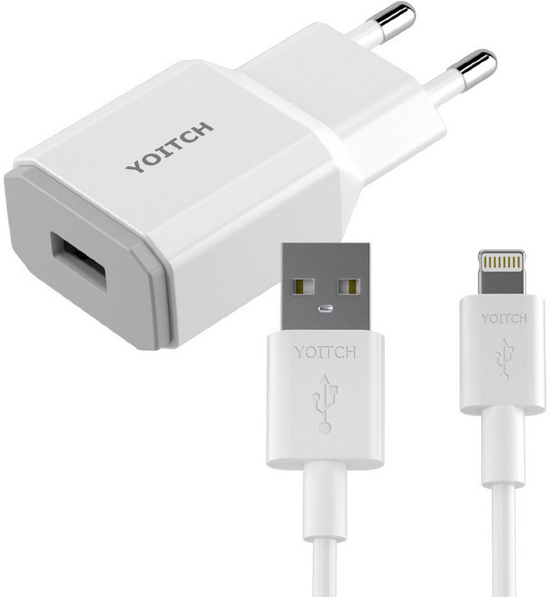 요이치 제우스 퀄컴 3.0 지원 USB 고속 충전기 + 8핀 고속 충전 케이블 200cm, 혼합색상, 1세트