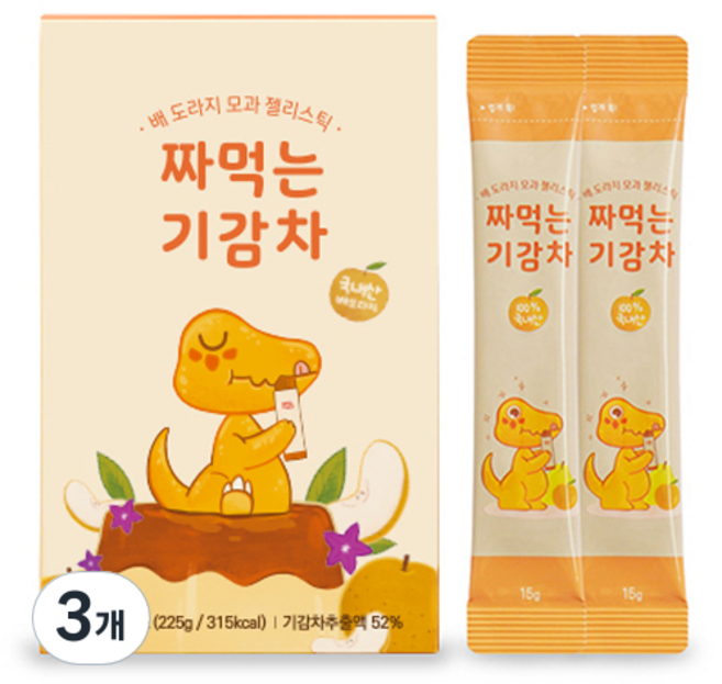 짜먹는 기감차 젤리스틱, 혼합맛(모과/배/도라지), 225g, 3개