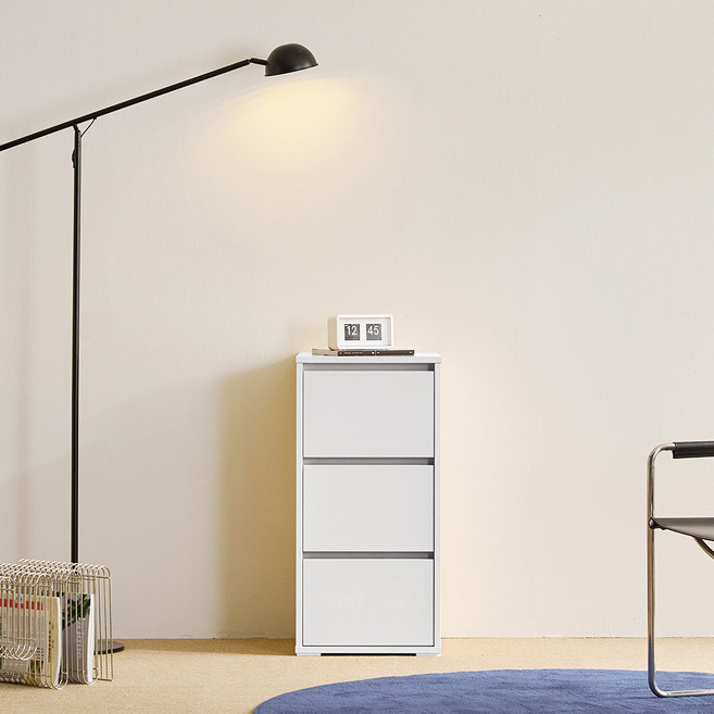 장인가구 니코야 E0 3단 높은 서랍장 400 400 x 400 x 825 mm 방문설치, 뉴트럴화이트, 3개