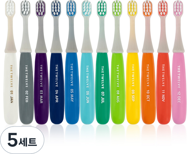 더트웰브 2단계 유아 아기 칫솔 12~36 개월, 비비드, 12개입, 5세트