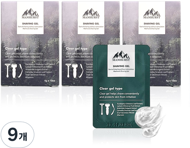 맨허스트 쉐이빙젤 휴대용 파우치 10p, 40g, 9개