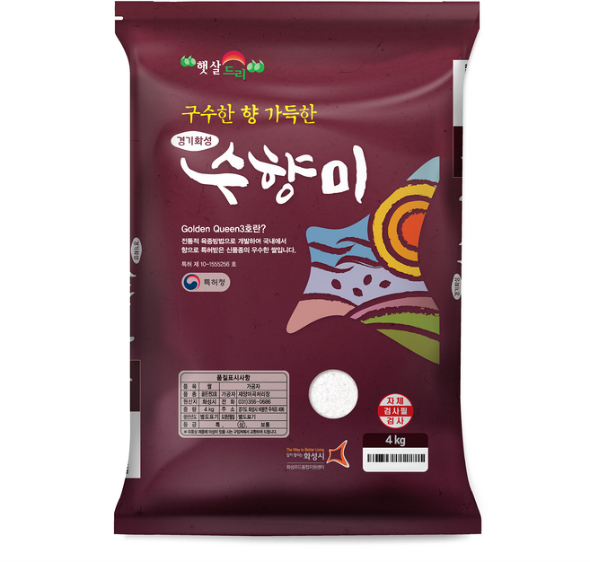 수향미 2026년산 햅쌀 골든퀸 3호 백미 상등급, 4kg, 1개