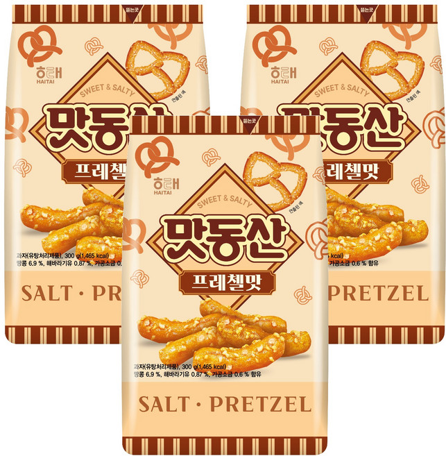 해태제과 맛동산 프레첼맛, 3개, 300g