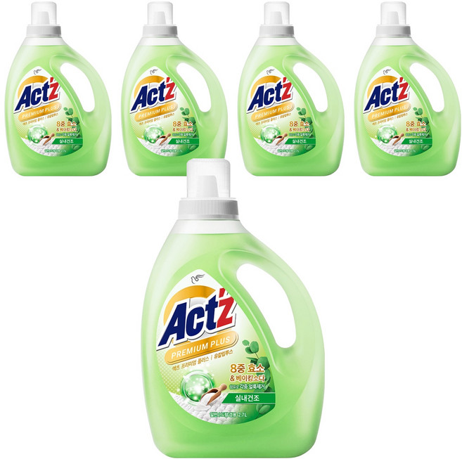 액츠 프리미엄 플러스 액상세제 유칼립투스, 2.7L, 5개
