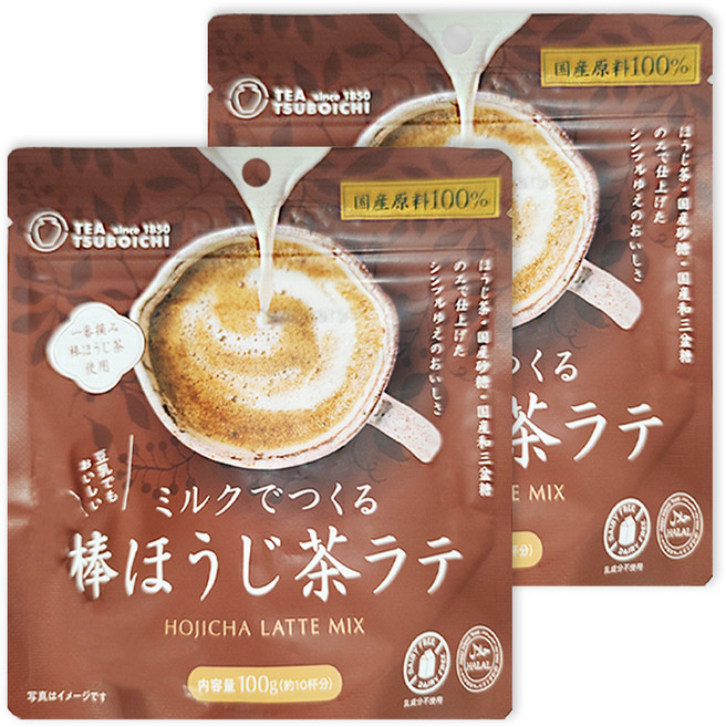 TEA TSUBOICHI 焙茶沖泡粉(拿鐵用), 2包, 1包, 100g