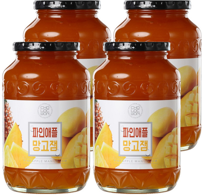 초록원 파인애플 망고잼, 1kg, 4개