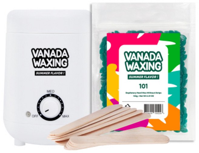 VANADA WAXING 迷你熱蠟機 VA-WH300+美體蠟豆 101號款+木質抹刀組, 1組, 150g