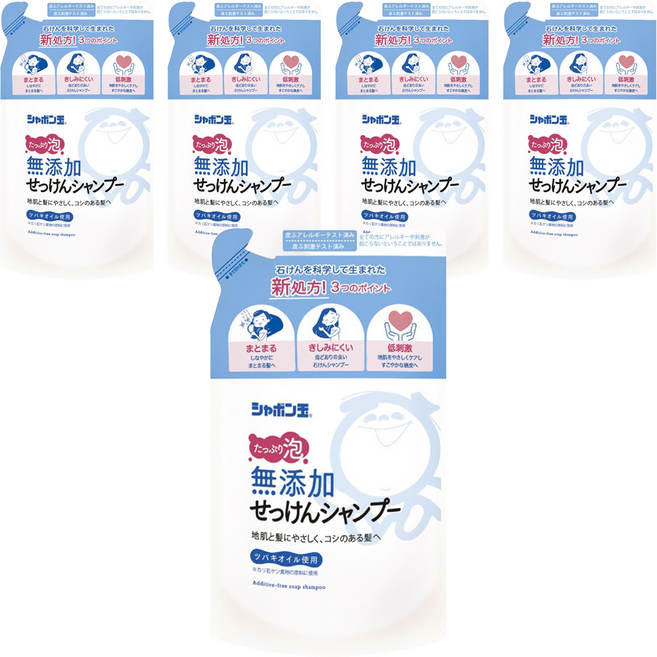 샤본다마 버블 비누샴푸리필, 420ml, 5개