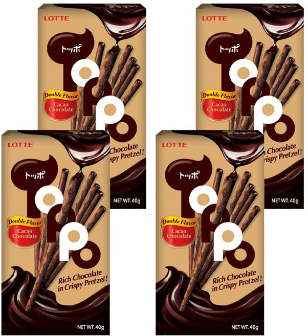 Toppo 夾心餅乾棒 濃厚巧克力口味, 40g, 4盒