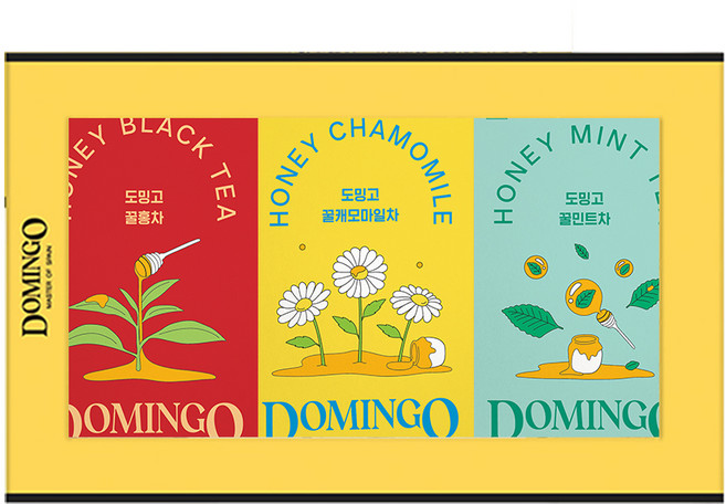 도밍고 꿀차 3종 선물세트, 꿀홍차 20p + 꿀민트 20p + 꿀캐모마일 20p, 1세트
