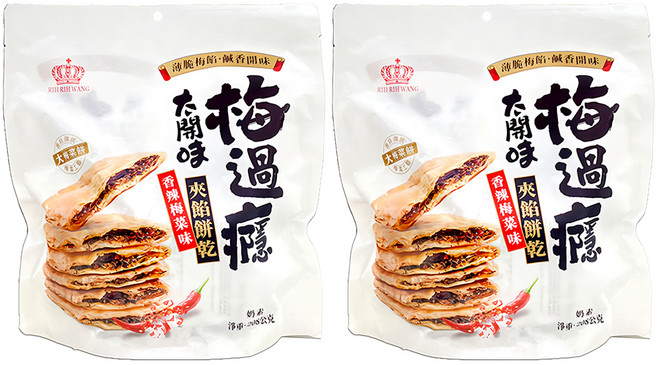 日日旺 香辣梅菜味夾餡餅乾, 208g, 2袋
