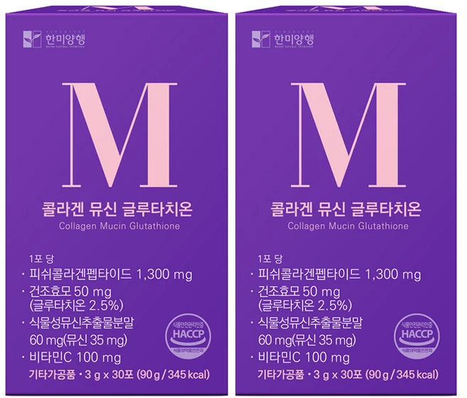 한미양행 콜라겐 뮤신 글루타치온 30p, 90g, 2개 - 쿠팡