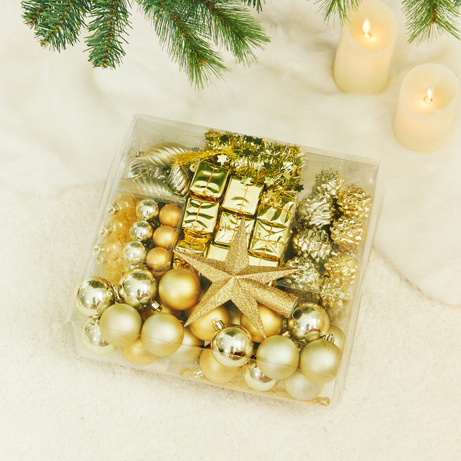 크리스마스 오너먼트 트리장식 올인원 풀세트 100P, 샴페인골드, 1세트
