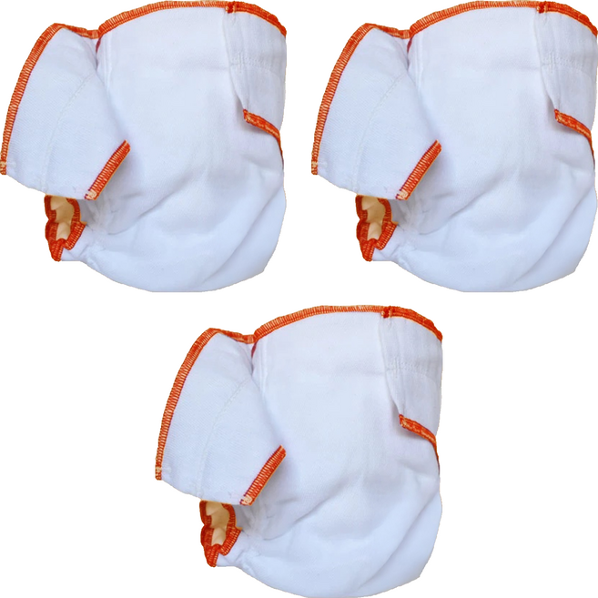 Geffen Baby 夜用布尿布 100%有機棉絨 美國產, 橘邊, 3件