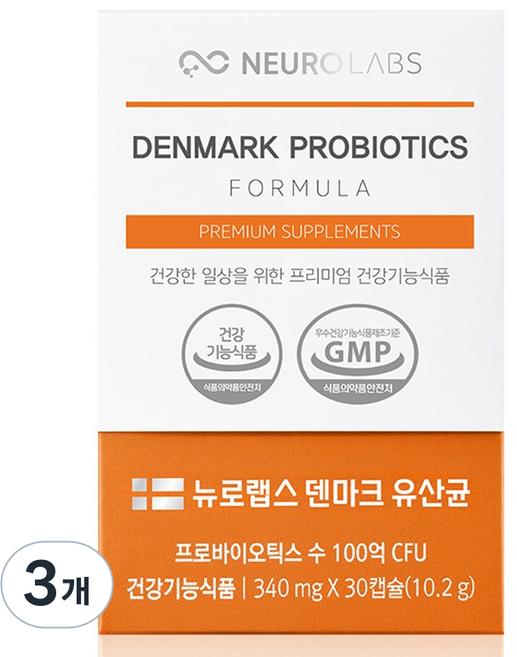 뉴로랩스 LGG UABla 12 장건강 덴마크 유산균 10.2g, 3개, 30정