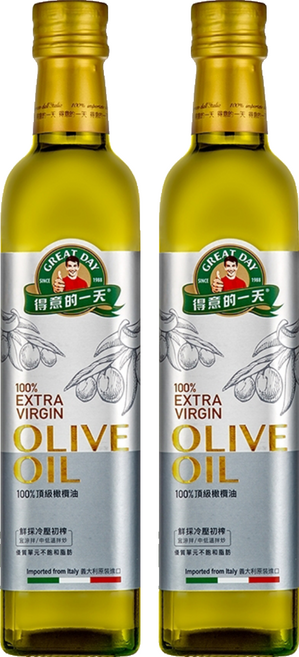 得意的一天 100%頂級初榨橄欖油, 500ml, 2瓶