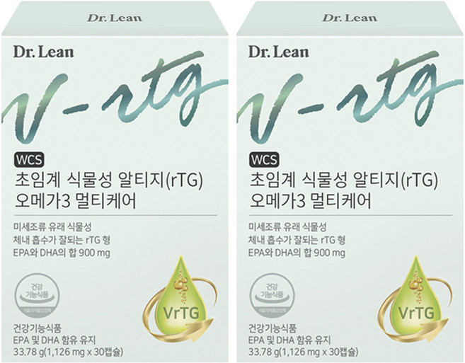닥터린 초임계 식물성 알티지(rTG) 오메가3 멀티케어 33.78g, 30정, 2개