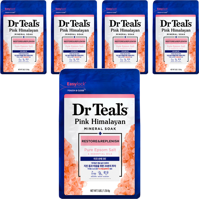 Dr.Tills 粉紅色喜馬拉雅礦物浸泡純瀉鹽, 1.36kg, 5個