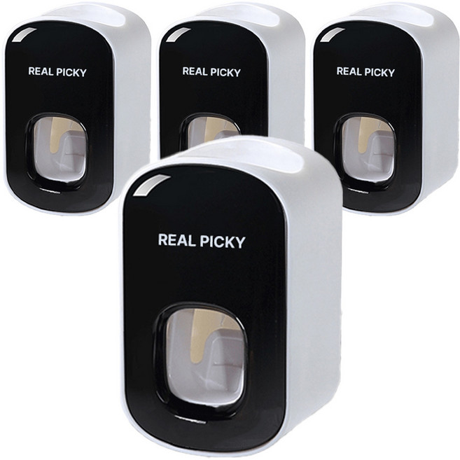리얼피키 치약 디스펜서, 블랙, 4개