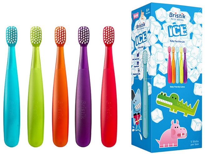 브리스틱 에르고 1단계 아이스 유아 칫솔, 혼합색상, 5개입, 1세트