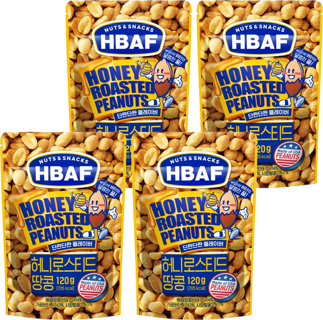 HBAF 蜂蜜奶油味花生, 120g, 4包