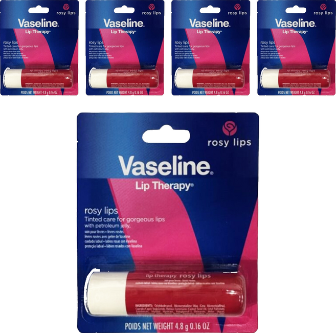 Vaseline 凡士林 護唇膏 玫瑰潤色, 4.8g, 5支