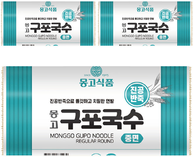몽고식품 구포국수 진공 중면, 1.4kg, 3개