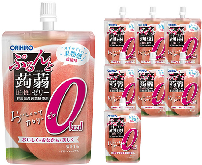 오리히로 곤약젤리 제로 칼로리 복숭아맛, 130g, 8개