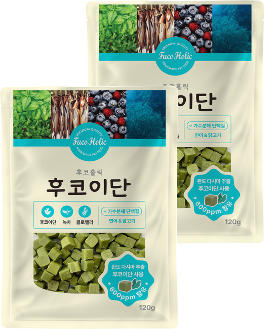 후코홀릭 강아지 수제간식, 후코이단, 120g, 2개