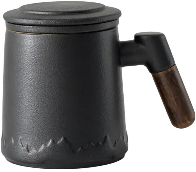 陶瓷茶韻三合一茶水分離木柄泡茶杯禮盒 泡茶杯 茶具 1盒 顏色隨機