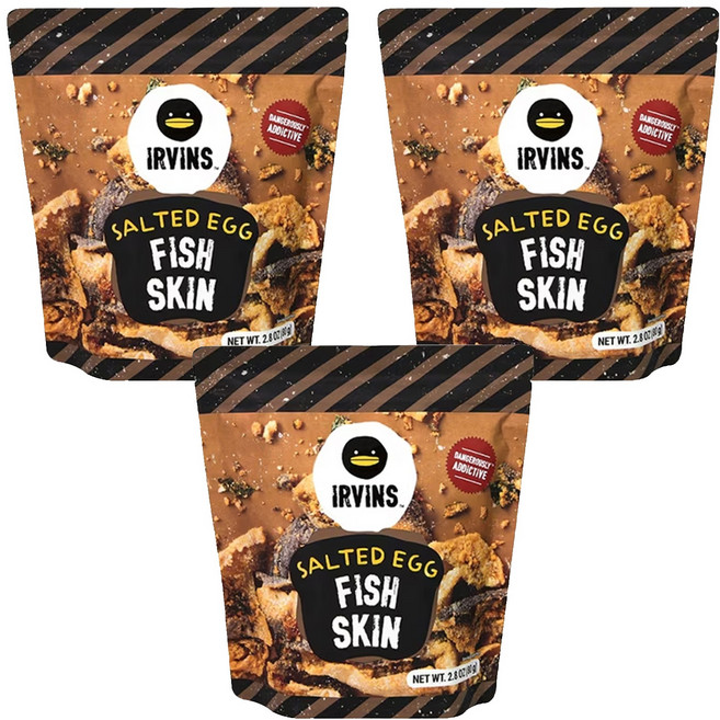 IRVINS 黑鴨 鹹蛋黃魚皮, 80g, 3包