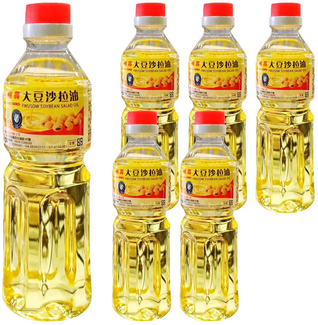 福壽實業 大豆沙拉油 黃豆萃取精煉 油質穩定, 600ml, 6瓶