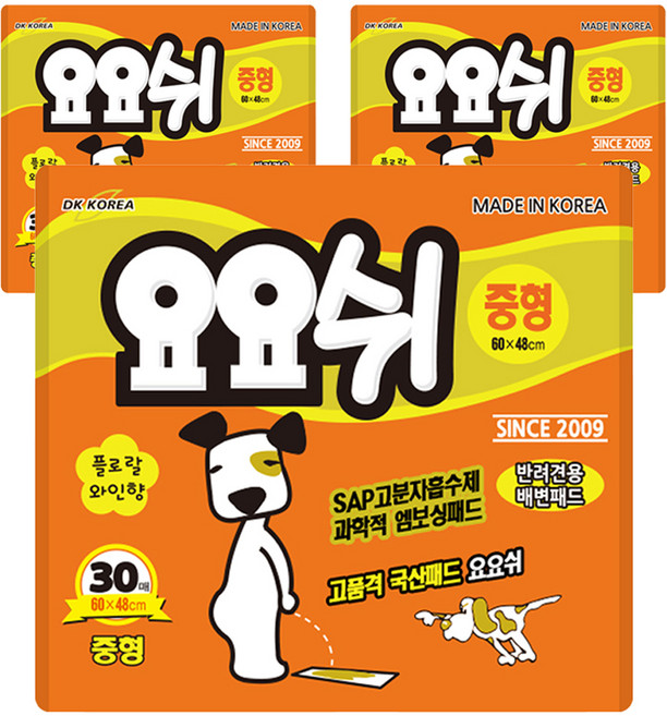 요요쉬 애견 배변패드 플로랄 와인향, 30개입, 3개