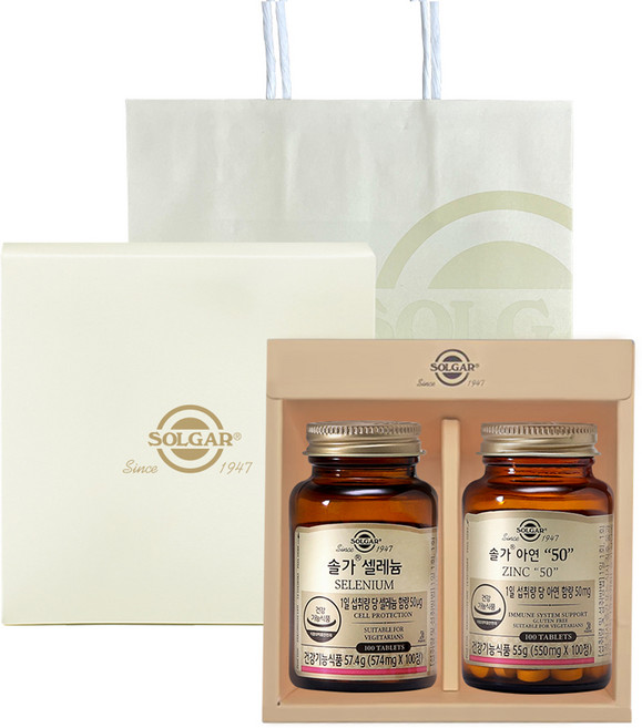 솔가 면역 항산화 셀레늄 100정 57.4g + 아연 50 100정 55g 세트, 1세트