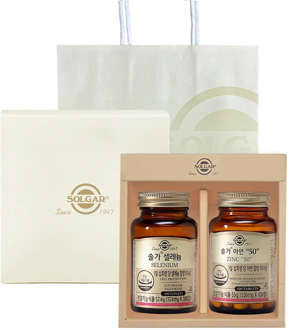 솔가 면역 항산화 셀레늄 100정 57.4g + 아연 50 100정 55g 세트, 1세트 - 쿠팡