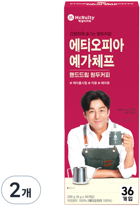맥널티커피 핸드드립커피 에티오피아 예가체프, 36개입, 2개, 8g