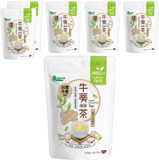 義美生機 台灣牛蒡糙米茶 無咖啡因 溫和滋養, 12g, 10包, 6袋