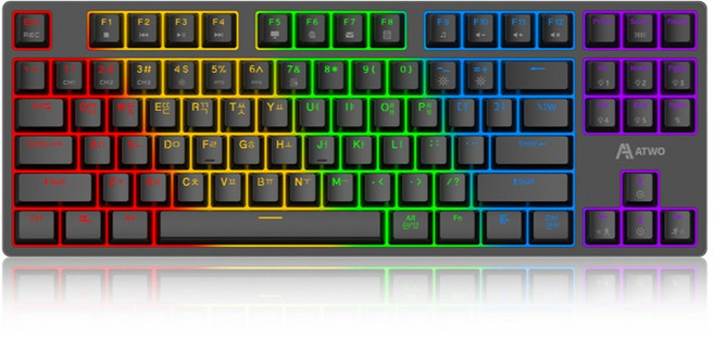에이투 유선 텐키리스 기계식 게이밍 키보드, 블랙, AG0301, 적축