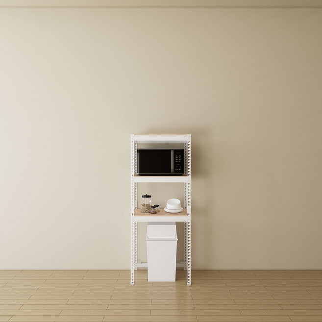 스피드랙 국내 제조 하단오픈형 세탁기 건조기 철제 선반, 화이트, 3.5단