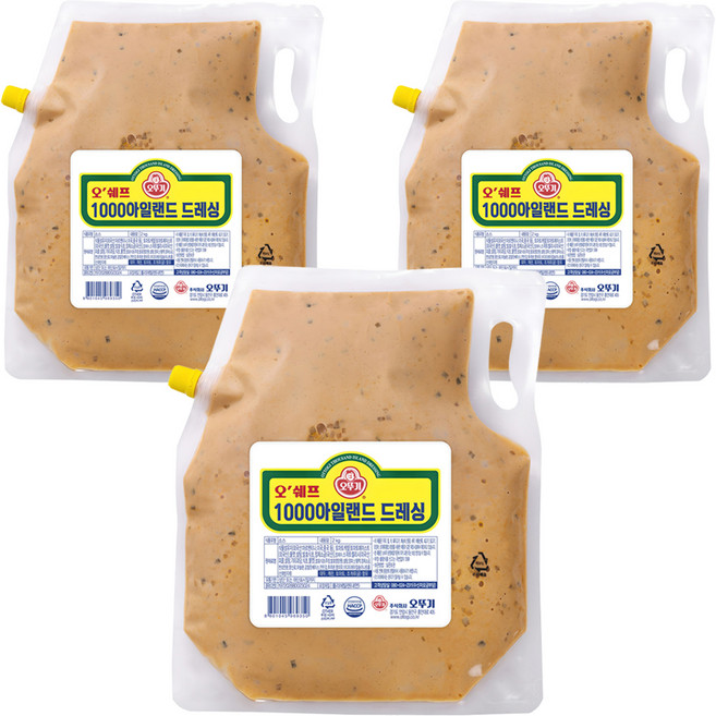 오뚜기 1000 아일랜드 드레싱, 2kg, 3개