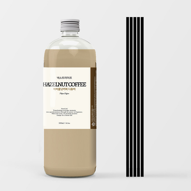 넥스트라이프 디퓨저 리필 + 스틱 5p 세트, 헤이즐넛커피, 500ml, 1개