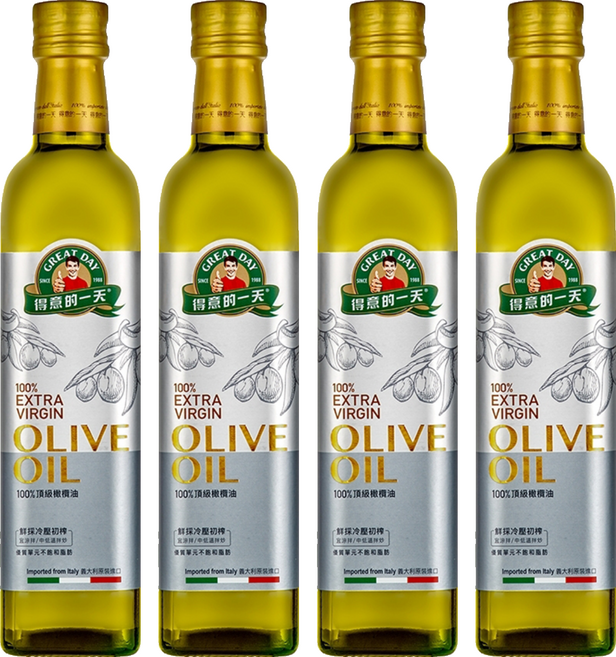 得意的一天 100%頂級初榨橄欖油, 500ml, 4瓶